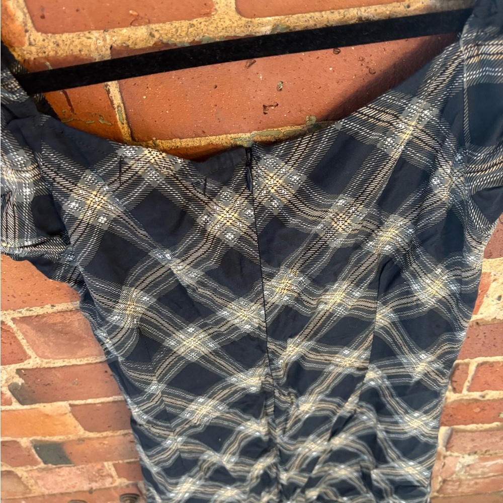 Motel Rocks Black Plaid Puff-Sleeve Mini Dress - Picture 5 of 6